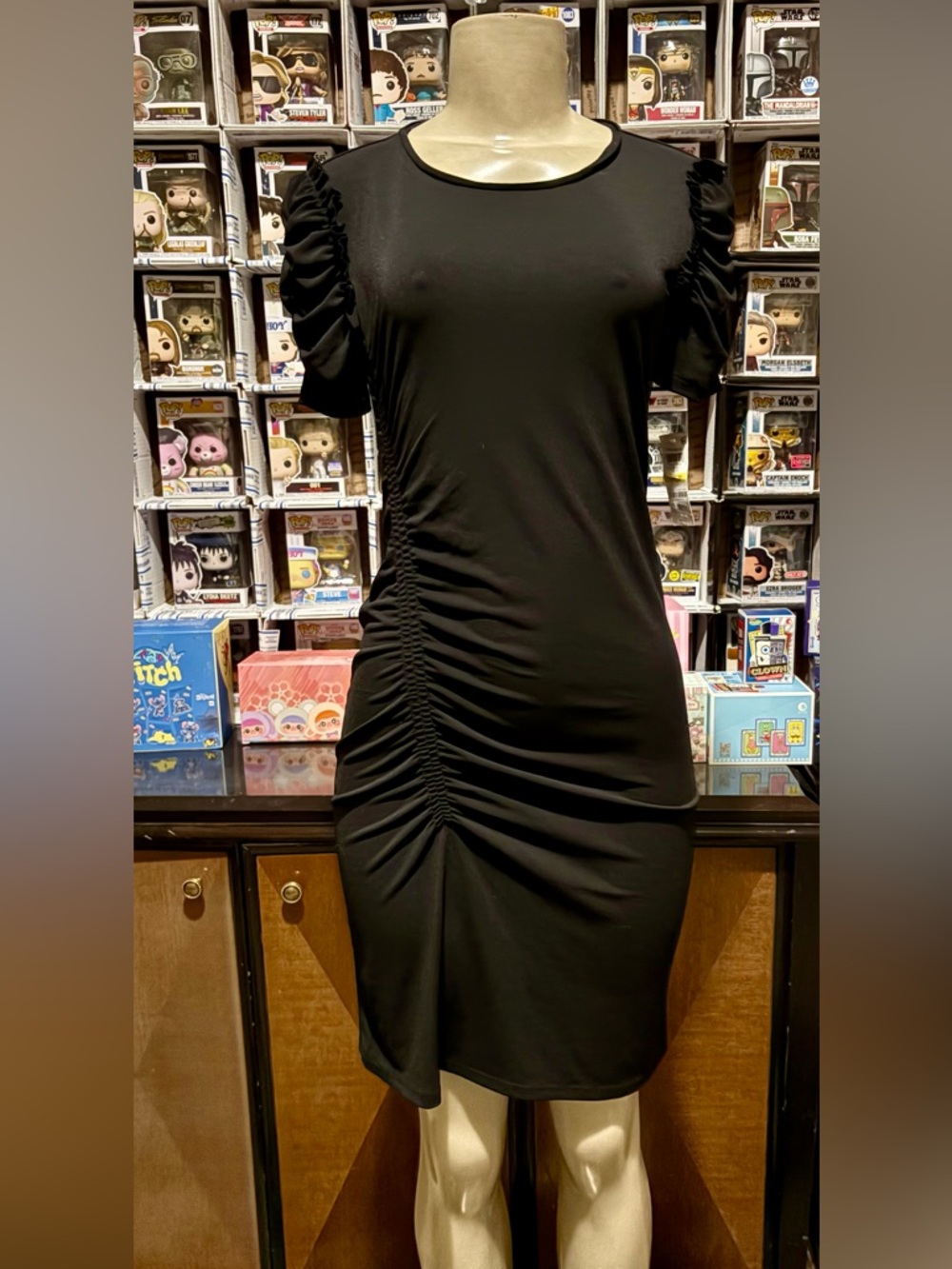Elegant Black Ruched Dress